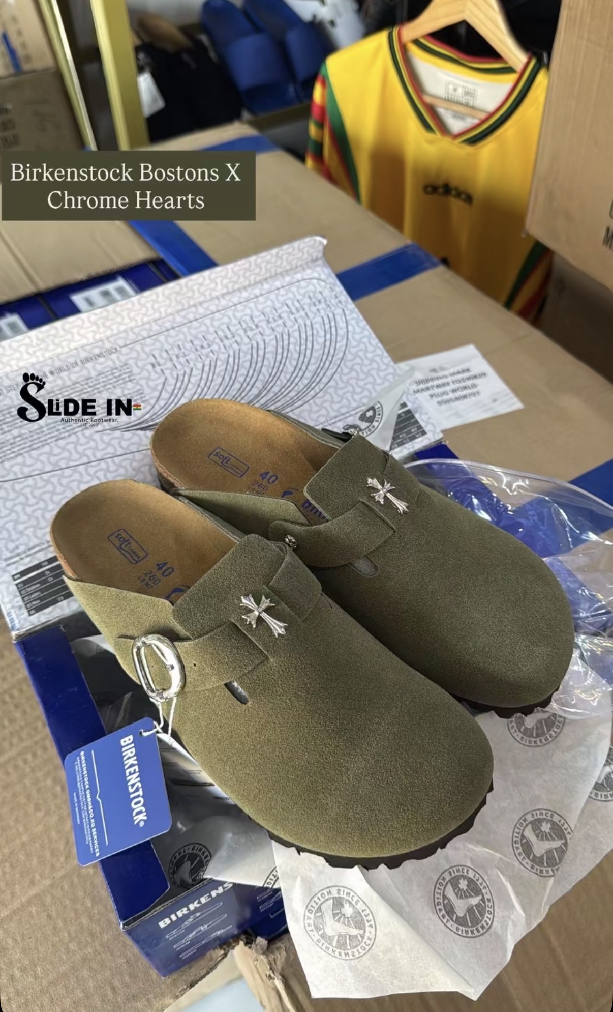 Birkenstock Boston x Chrome Hearts 